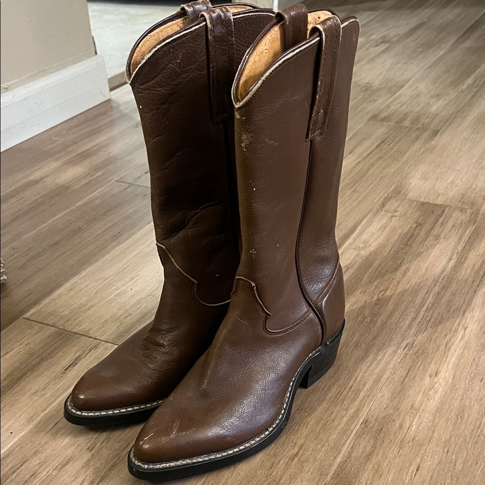 Justin Boots Dark Brown Leather Western Boots 4 1/2